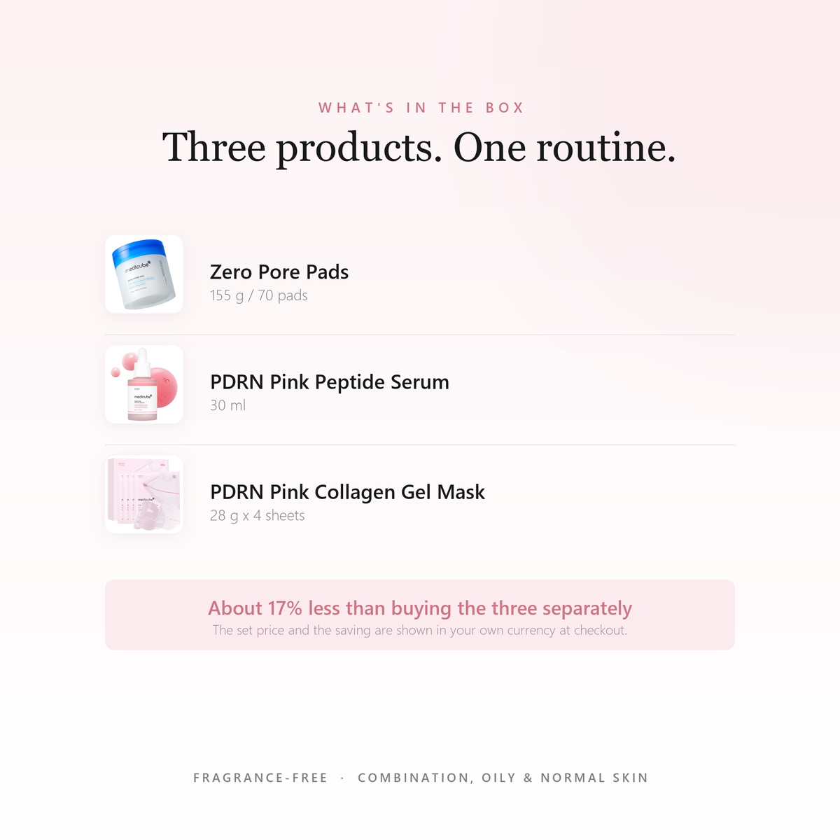 What is in the box - three products, one routine